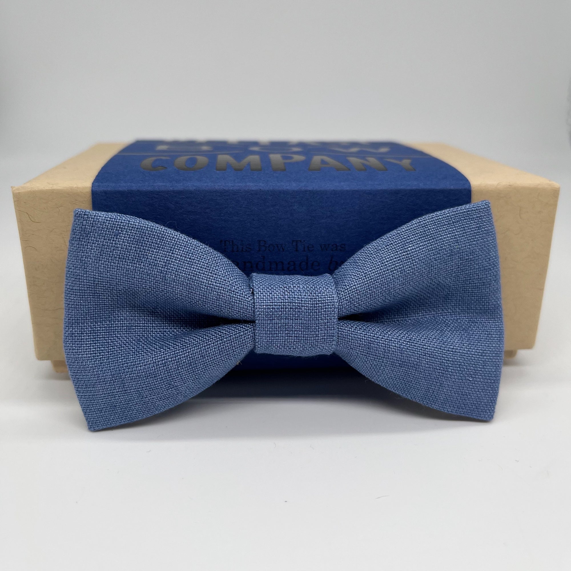 boys bow tie in slate blue irish linen by the belfast bow company