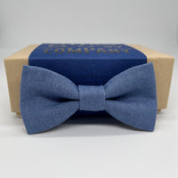boys bow tie in slate blue irish linen by the belfast bow company