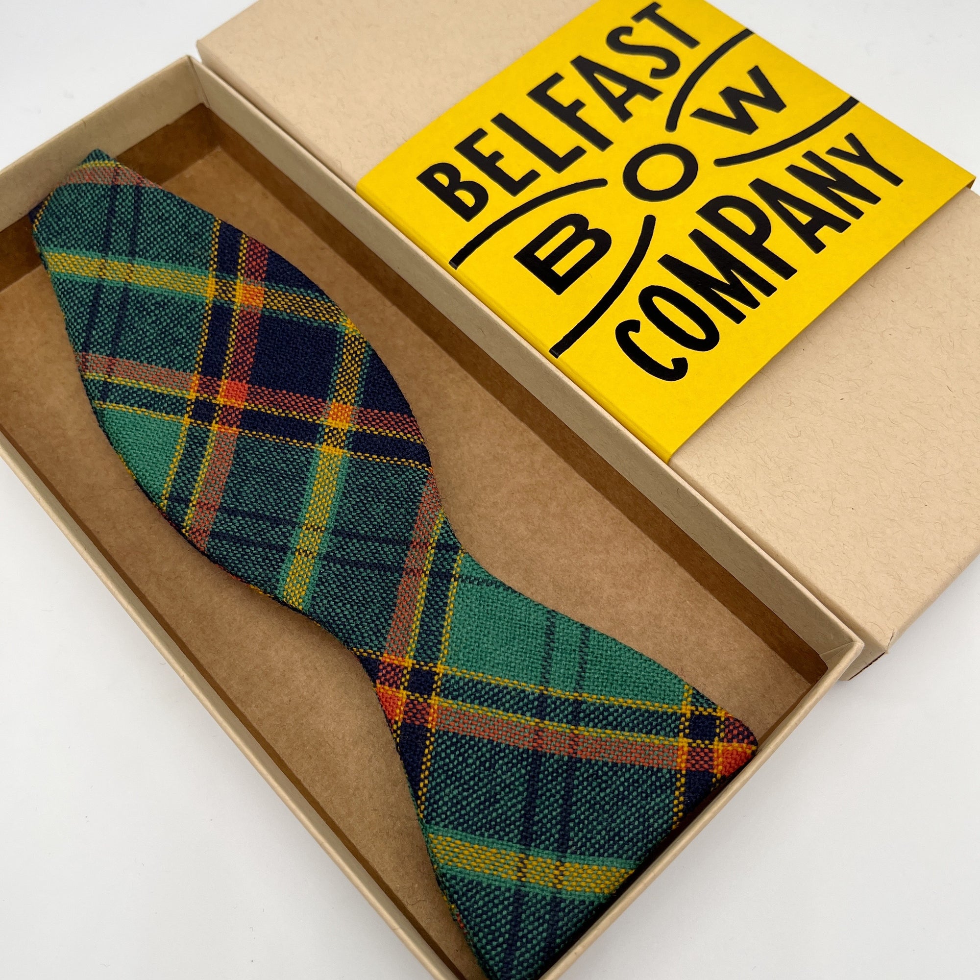 County Antrim Tartan Self Tie Bow Tie by the Belfast Bow Company
