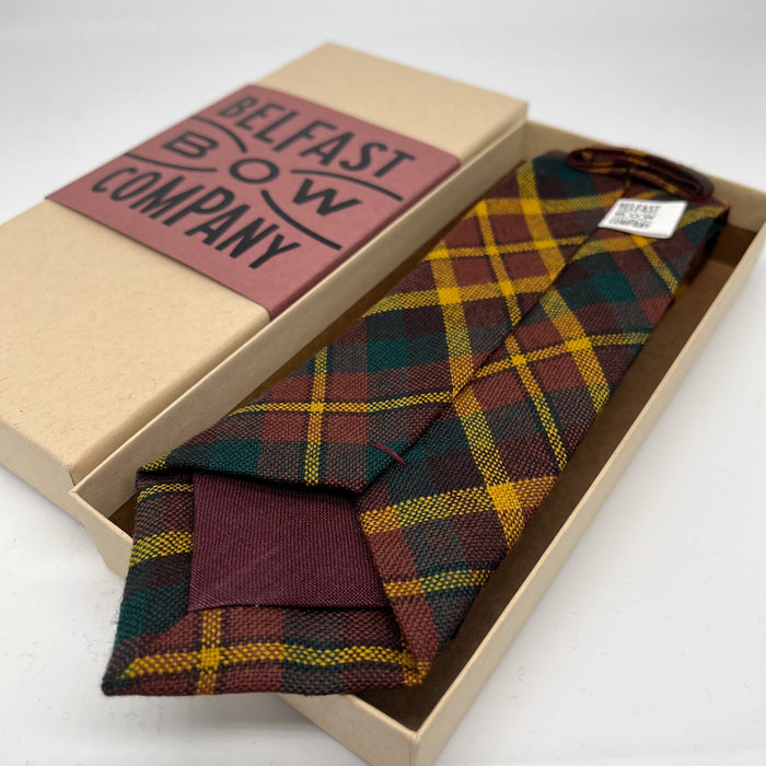 County Monaghan Tartan Tie with an Irish Linen tip by the Belfast Bow Company