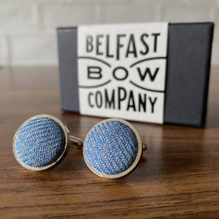 Blue Cufflinks in Islay Tweed by the Belfast Bow Company