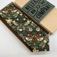 Liberty of London Tie in dark green Strawberry Thief by the Belfast Bow Company