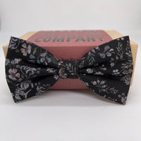 Liberty Bow Tie in Black and Mauve Floral by the Belfast Bow Company