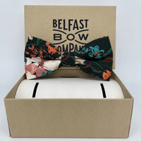 Boho Blooms Dicky Bow Tie in Dark Green Floral by the Belfast Bow Company