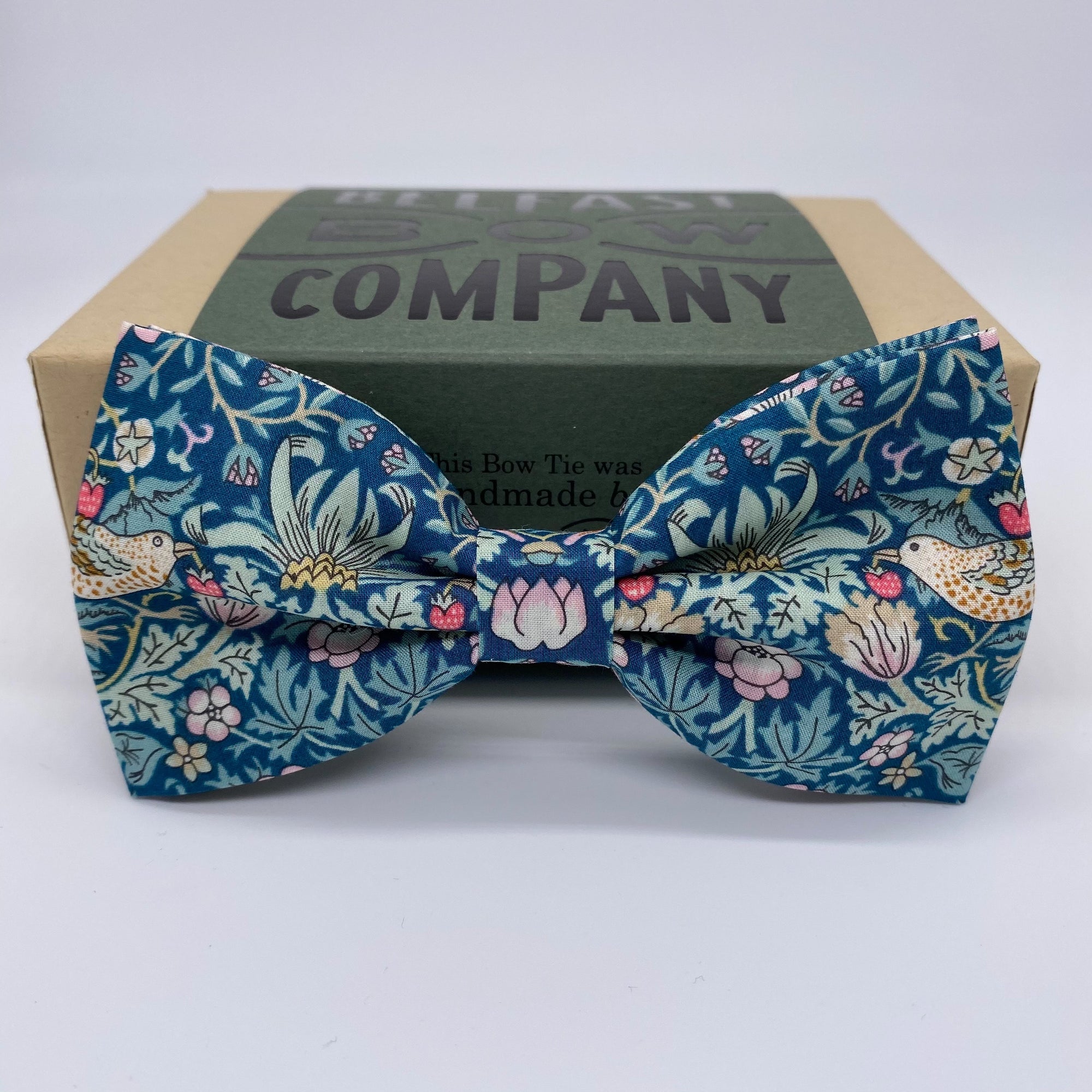 Liberty of London Bow Tie in Green Strawberry Thief by the Belfast Bow Company