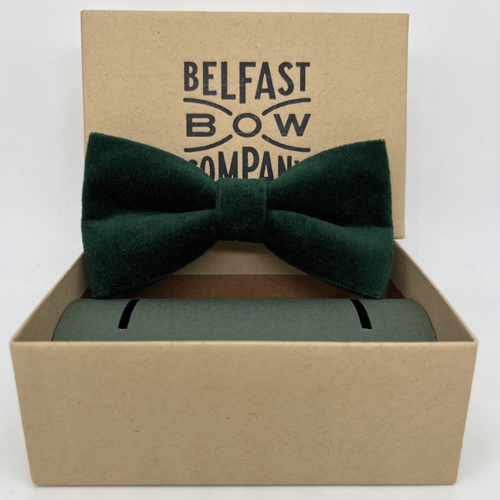 Velvet Bow Tie in Green by the Belfast Bow Company