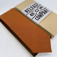 Irish Linen Tie in Burnt Orange by the Belfast Bow Company