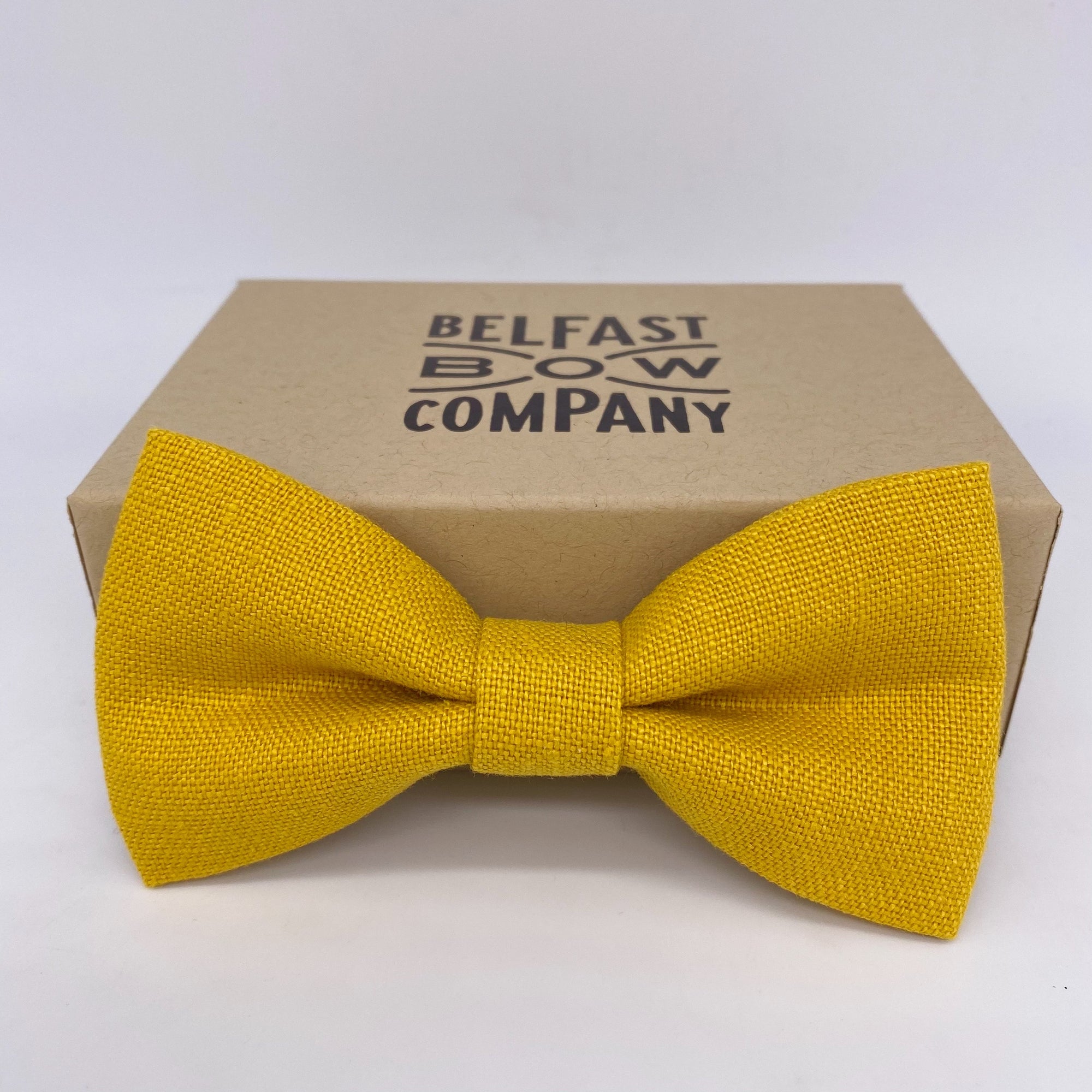 Irish Linen Bow Tie in Harland and Wolff Yellow by the Belfast Bow Company
