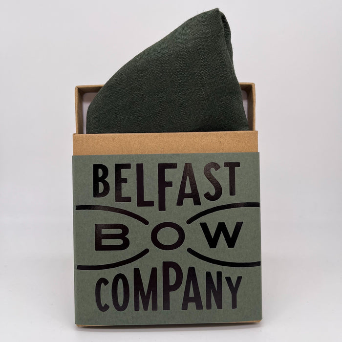 Ivy Green Pocket Square in Irish Linen by the Belfast Bow Company