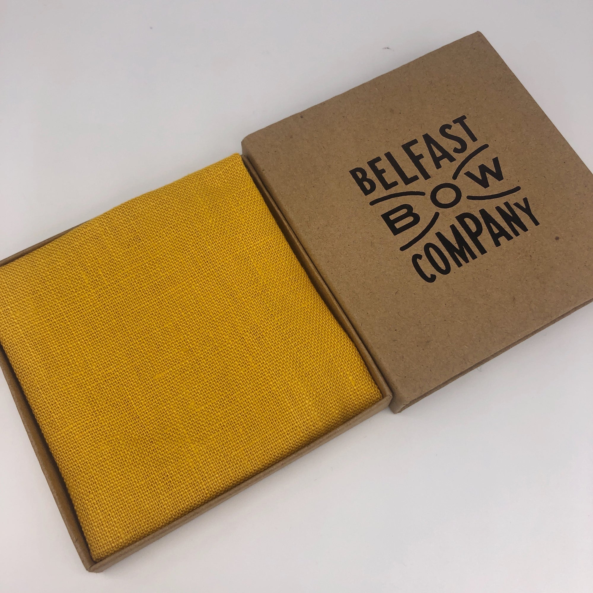Irish Linen Pocket Square in Mustard Yellow by the Belfast Bow Company