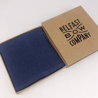 Irish Linen Pocket Square in Navy Blue by the Belfast Bow Company