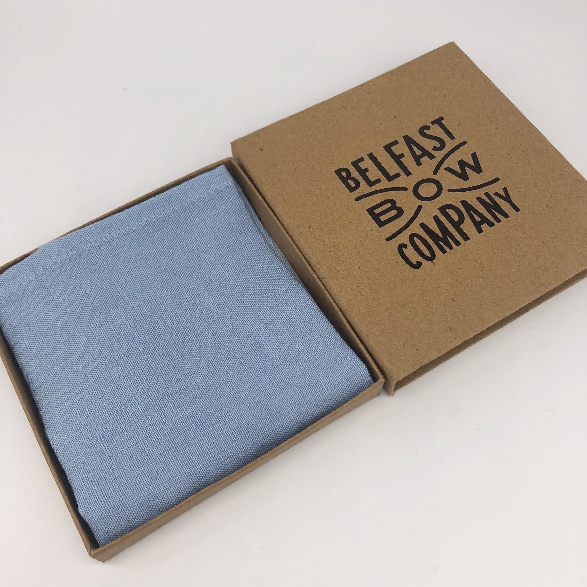 Irish Linen Pocket Square in Light Blue by the Belfast Bow Company