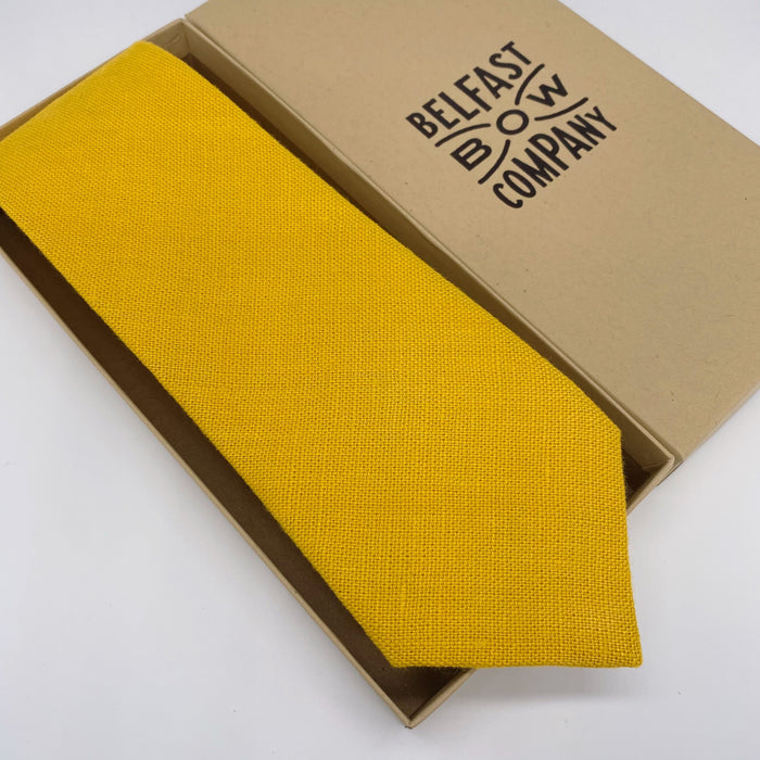 Irish Linen Tie in Mustard Yellow by the Belfast Bow Company