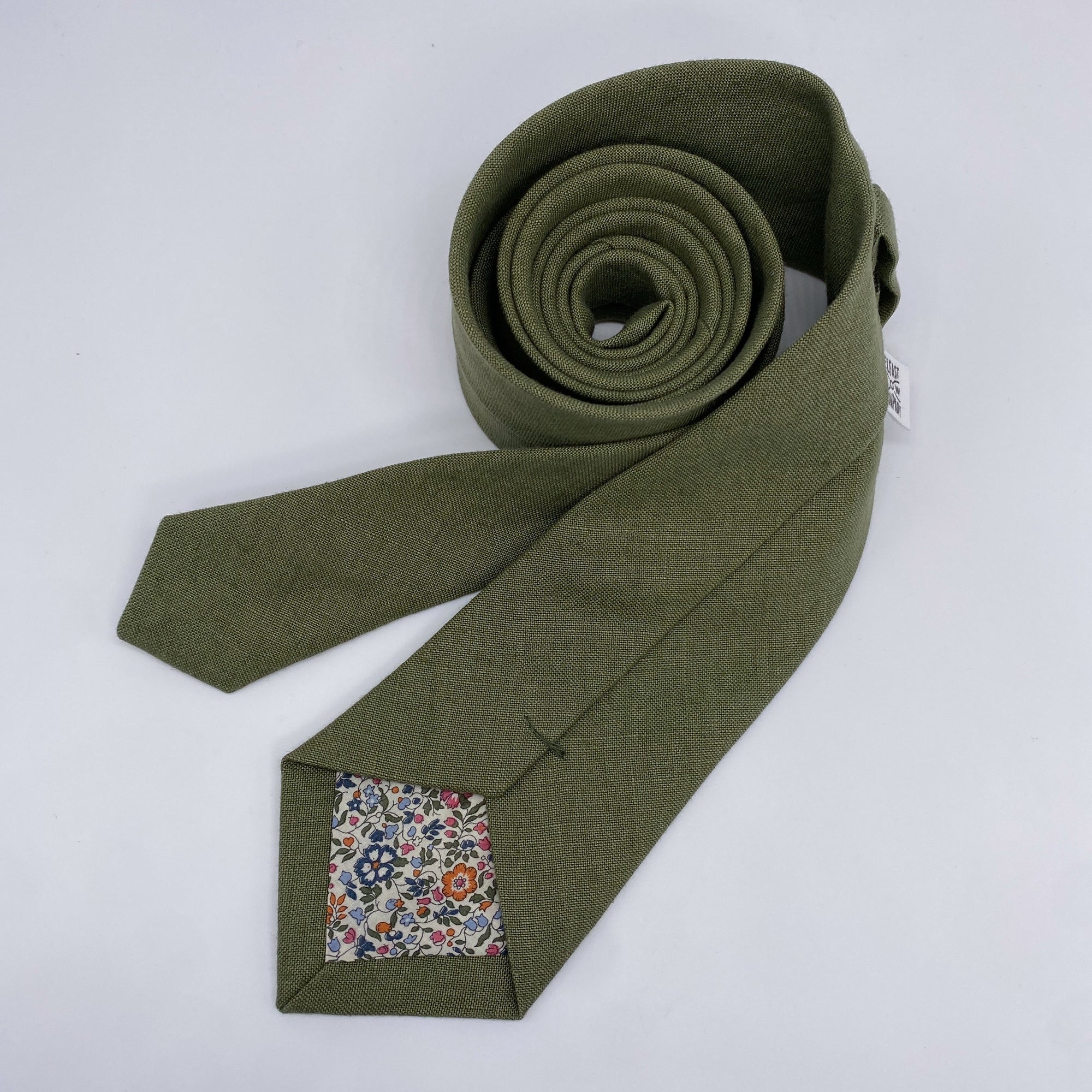 Olive Green Tie in Irish Linen
