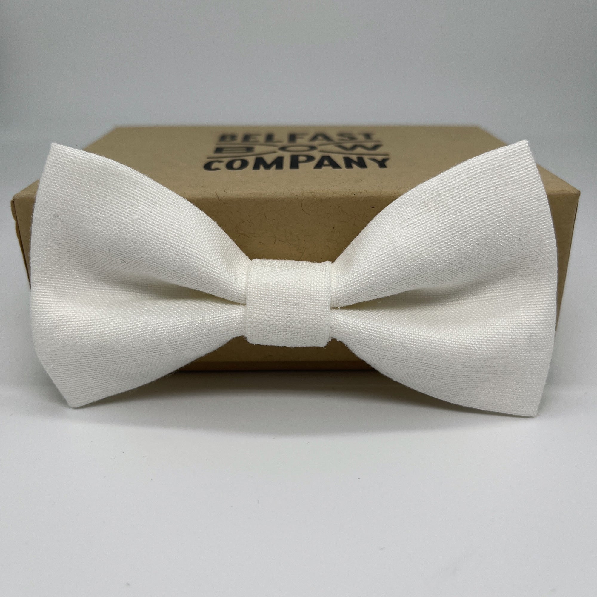 Irish Linen Bow Tie in White by the Belfast Bow Company