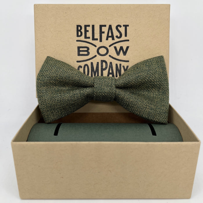 Islay Tweed Bow Tie in Olive Green by the Belfast Bow Company