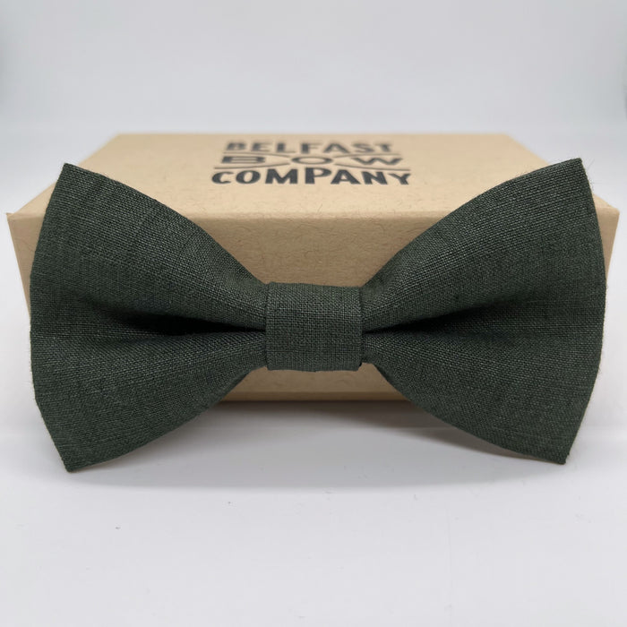 Irish Linen Bow Tie in Ivy Green by the Belfast Bow Company