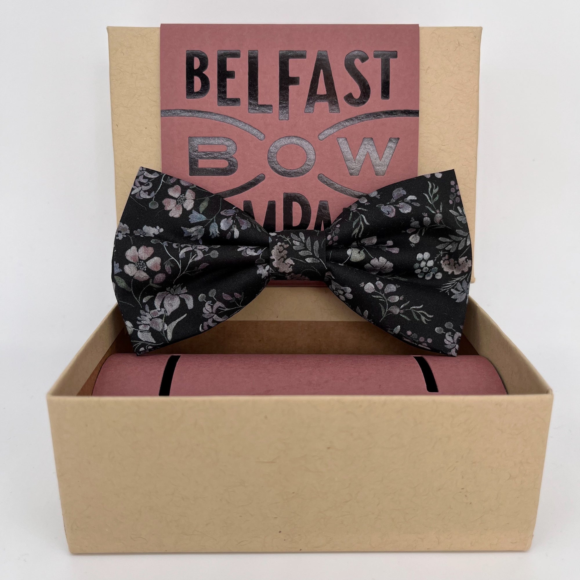 Black Floral Liberty Bow Tie by the Belfast Bow Company