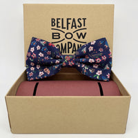 Navy Floral Dickie Bow in Liberty of London Print by the Belfast Bow Company