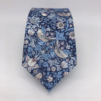 Liberty of London Wedding Tie in Navy Strawberry Thief by the Belfast Bow Company