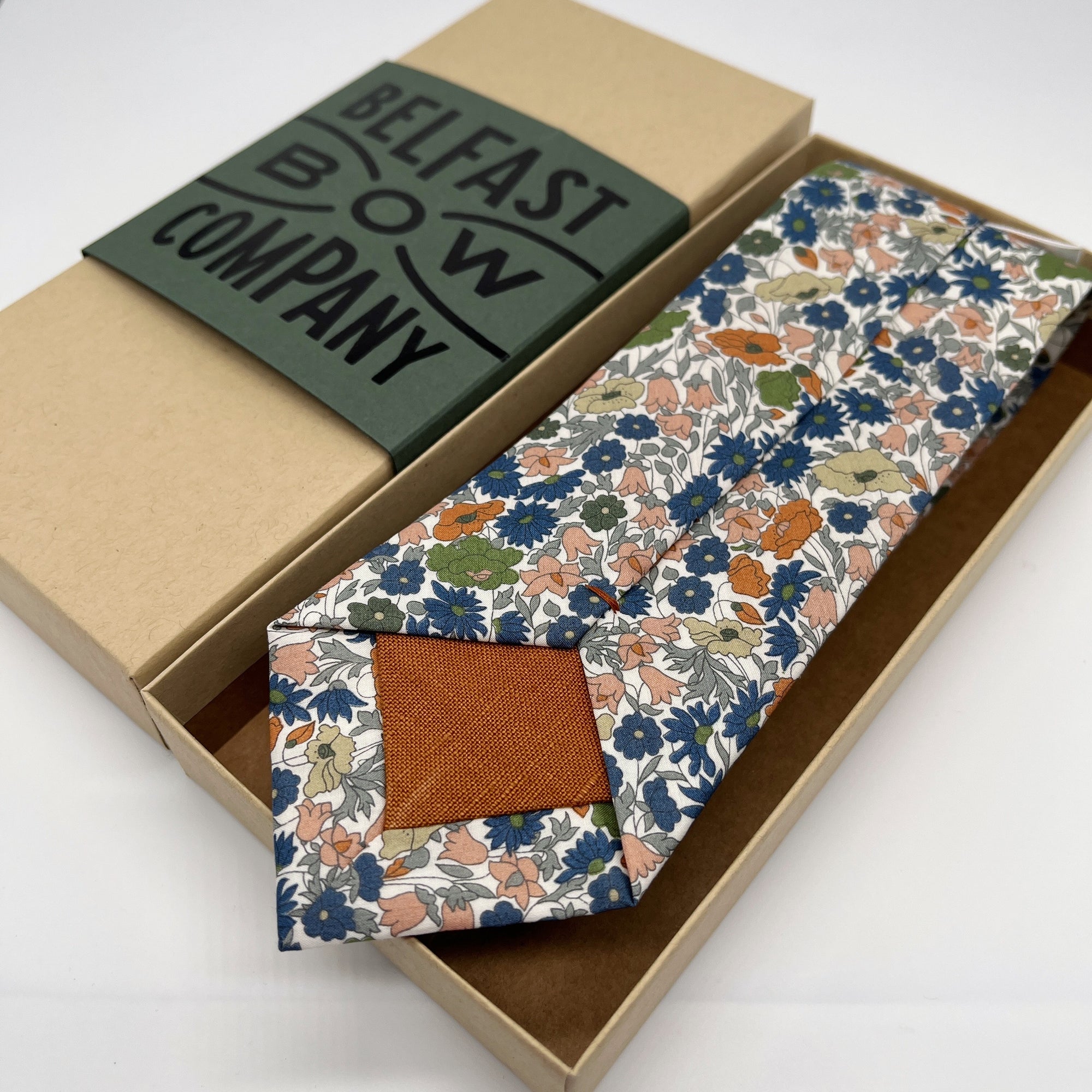 Liberty of London Tie in Orange & Green Meadow