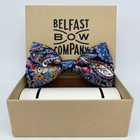 Navy Paisley Silk Dickie Bow Tie by the Belfast Bow Company
