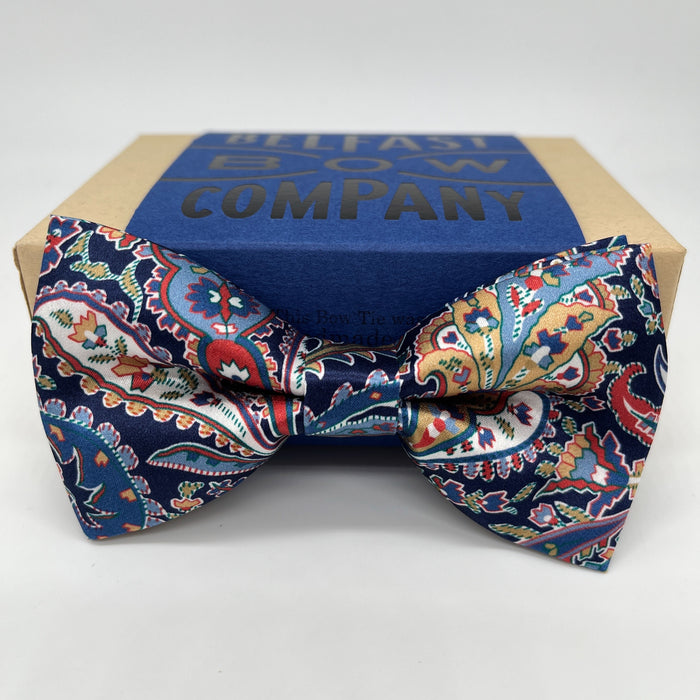 Liberty of London Silk Bow Tie in Navy Paisley by the Belfast Bow Company
