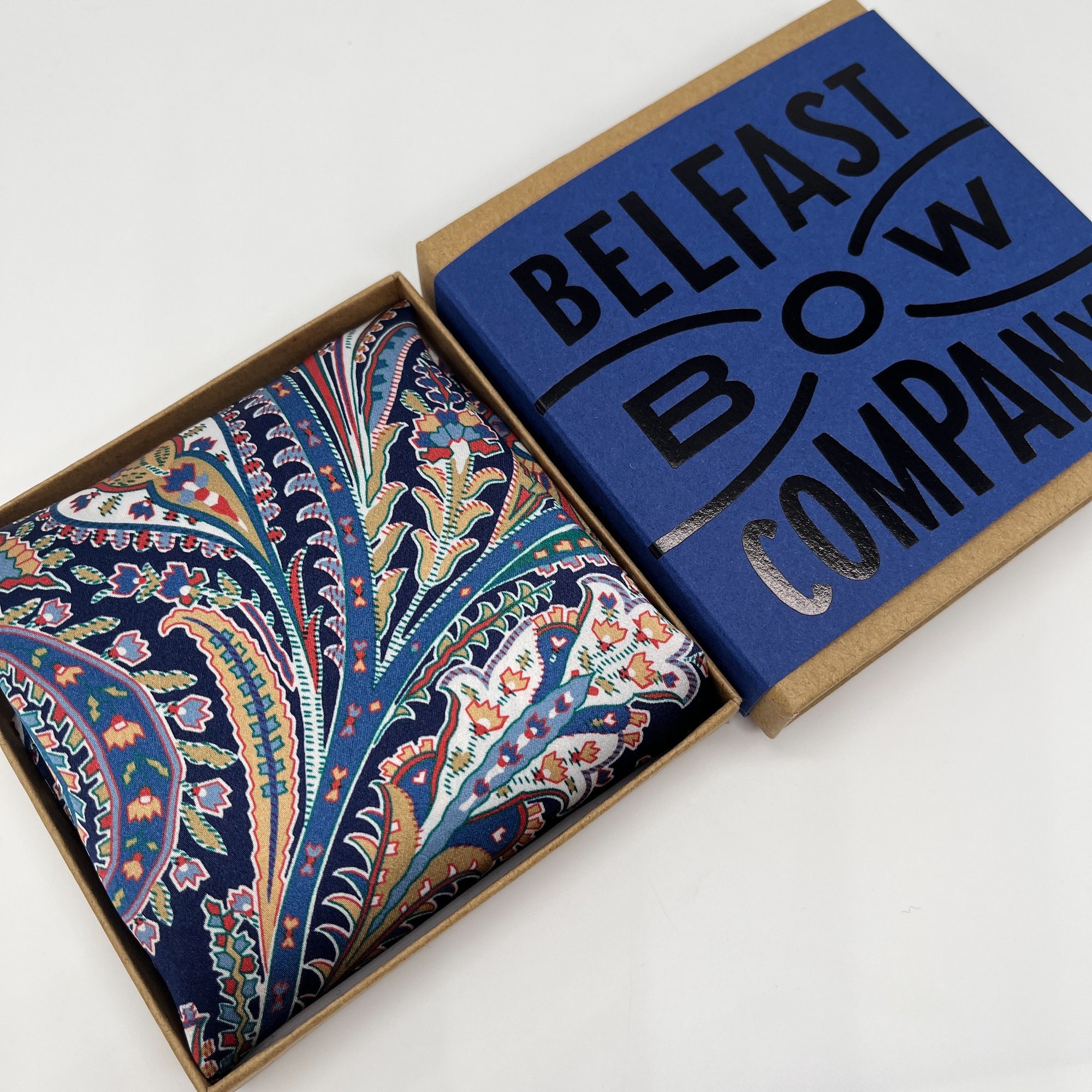 Liberty of London Silk Pocket Square in Navy Paisley by the Belfast Bow Company