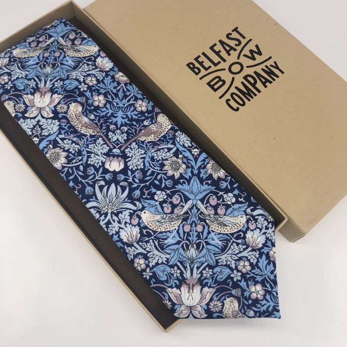 Liberty of London Bow Tie in Navy Blue Strawberry Thief by the Belfast Bow Company