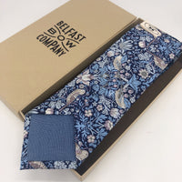 Liberty of London mens Tie in Navy Strawberry Thief by the Belfast Bow Company