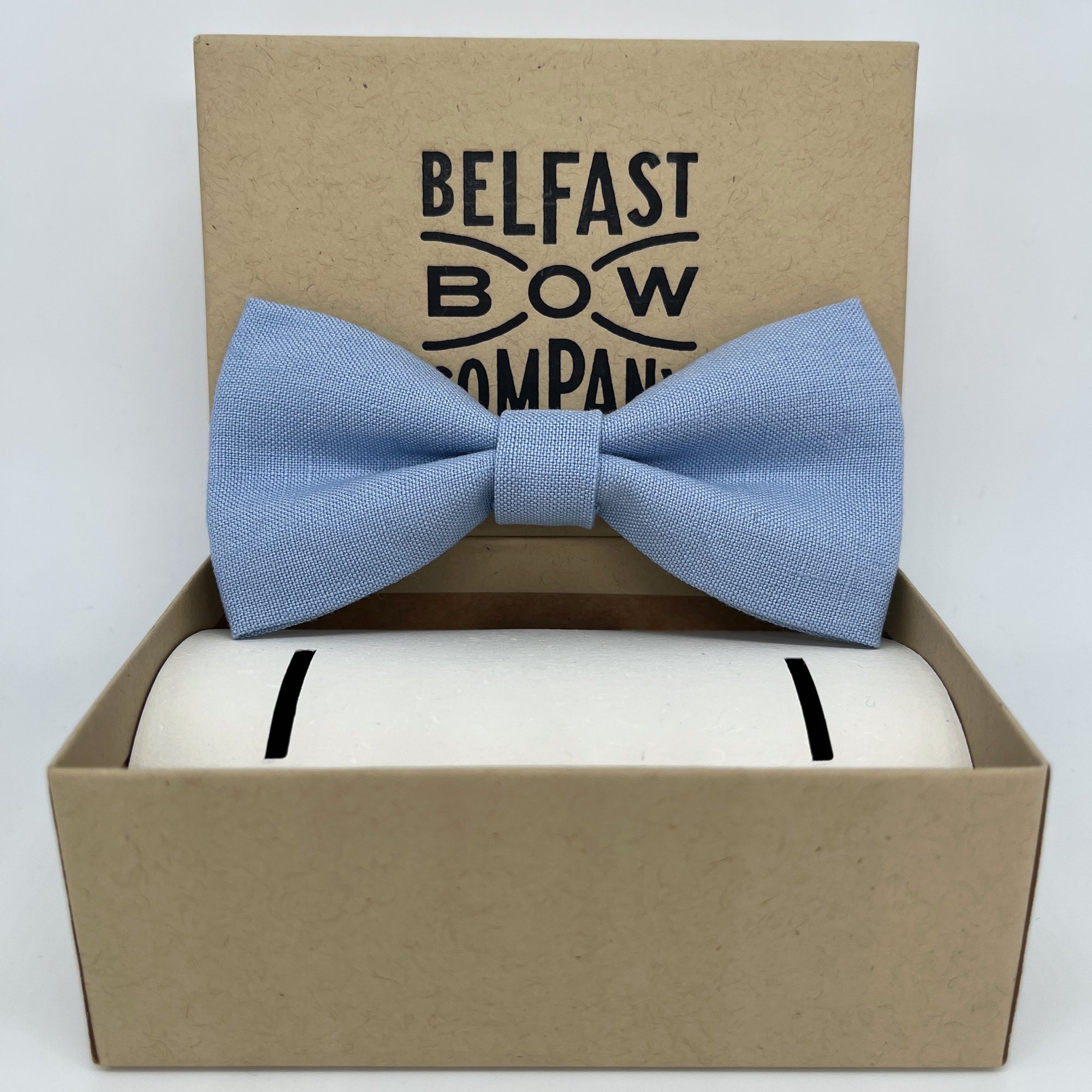 Irish Linen Dicky Bow Tie in Light Blue by the Belfast Bow Company