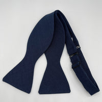 navy self-tie bow tie in irish linen by the belfast bow company