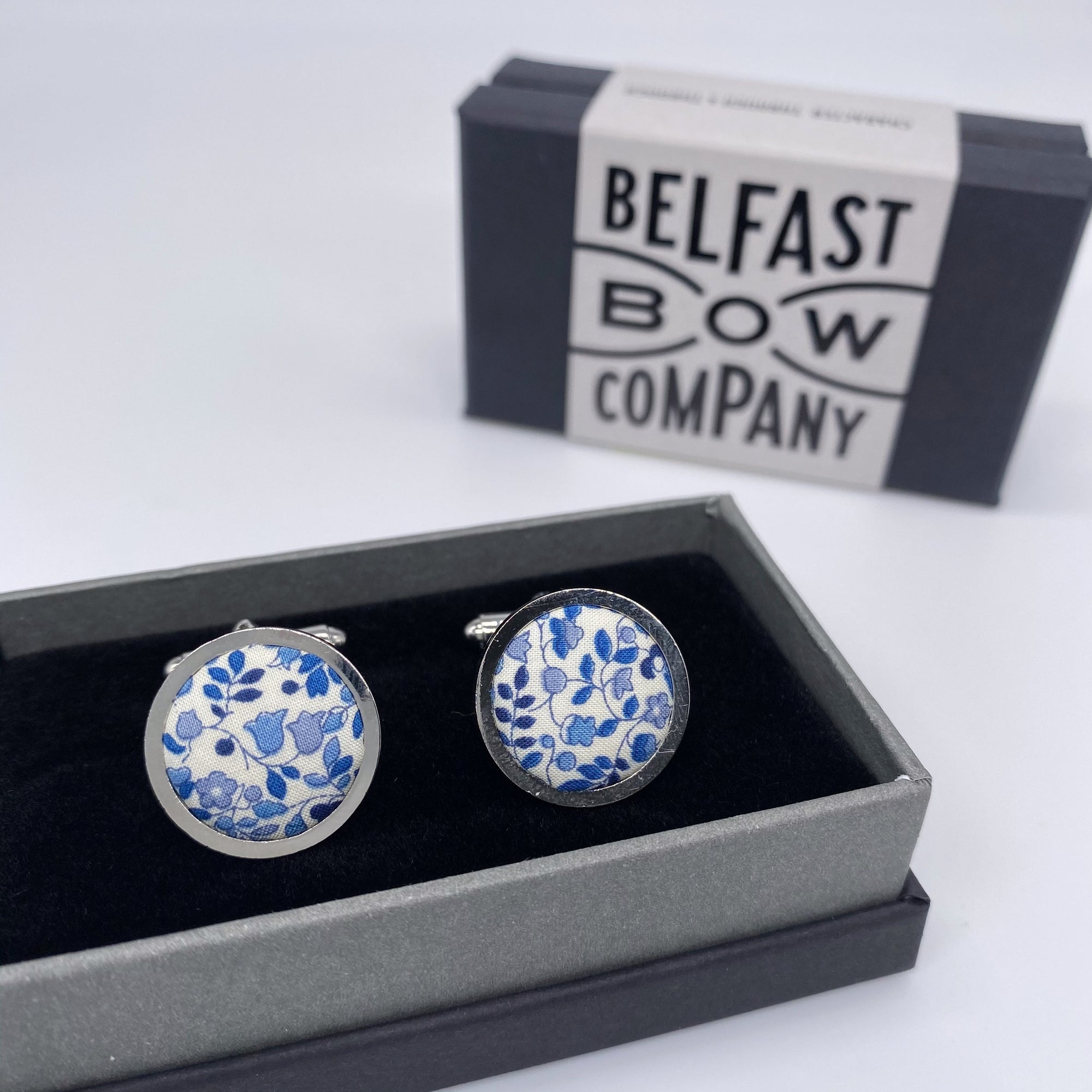 Liberty of London Cufflinks in Navy Floral by the Belfast Bow Company