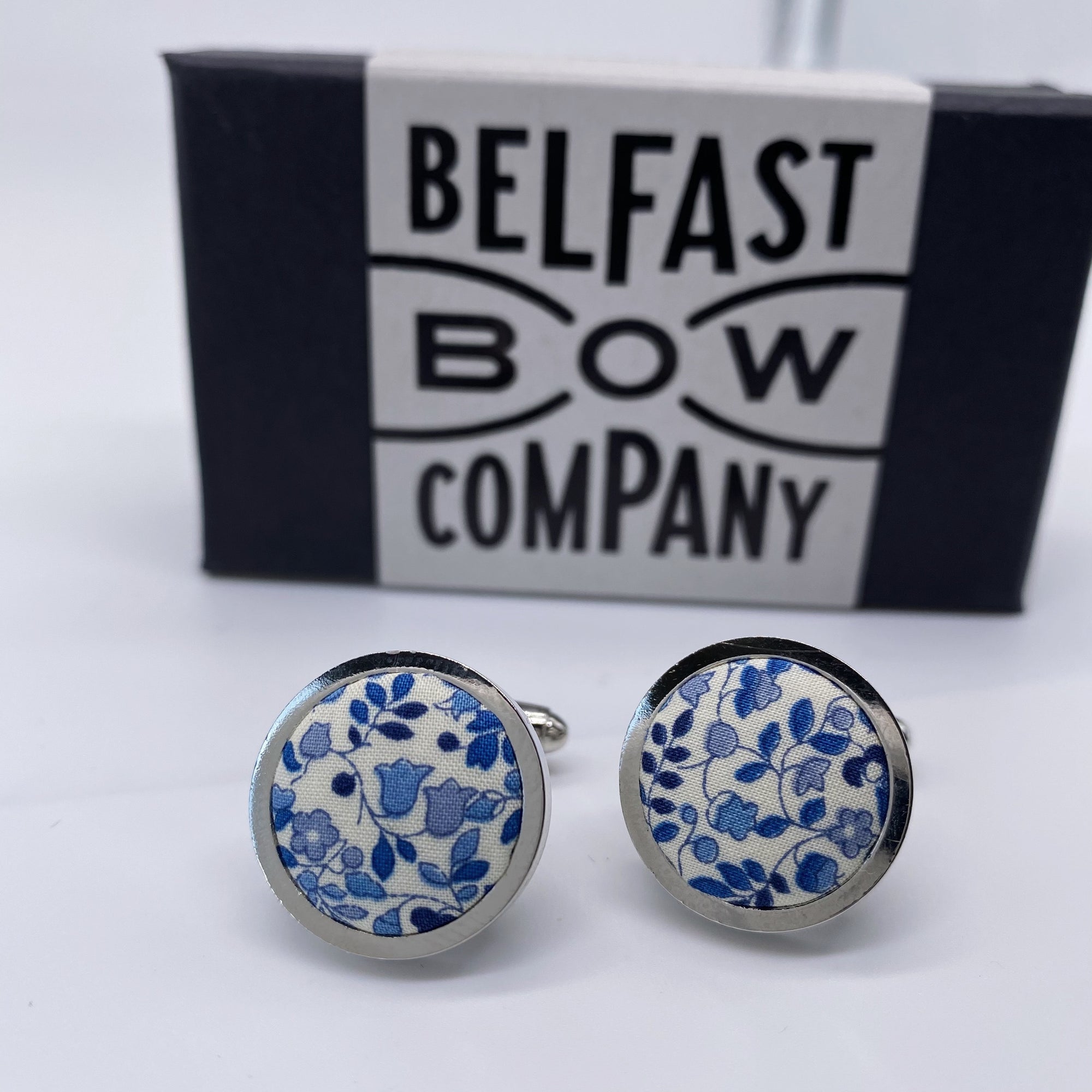 Liberty of London Cufflinks in Navy Floral by the Belfast Bow Company