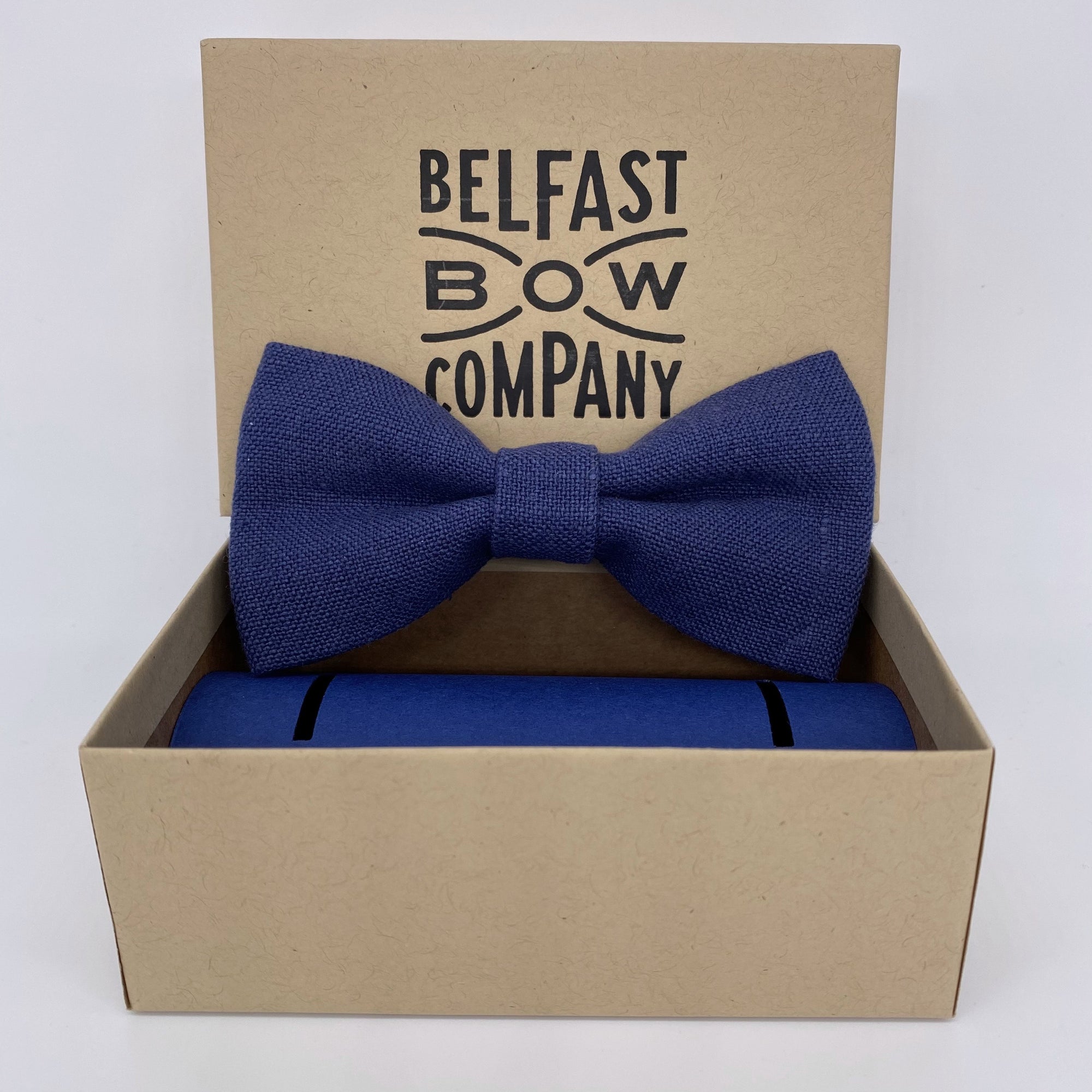 Irish Linen Bow Tie in Navy Blue by the Belfast Bow Company