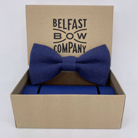Irish Linen Bow Tie in Navy Blue by the Belfast Bow Company