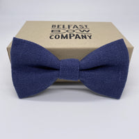 Irish Linen Bow Tie in Navy Blue by the Belfast Bow Company