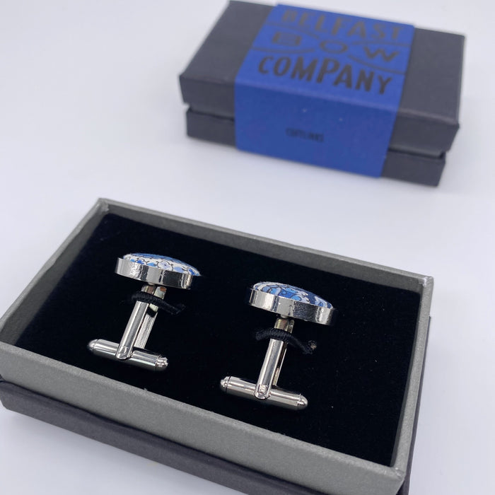 Liberty of London Cufflinks in Navy Paisley by the Belfast Bow Company