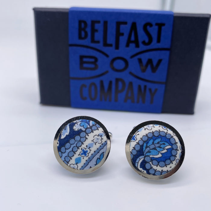 Liberty of London Cufflinks in Navy Paisley by the Belfast Bow Company