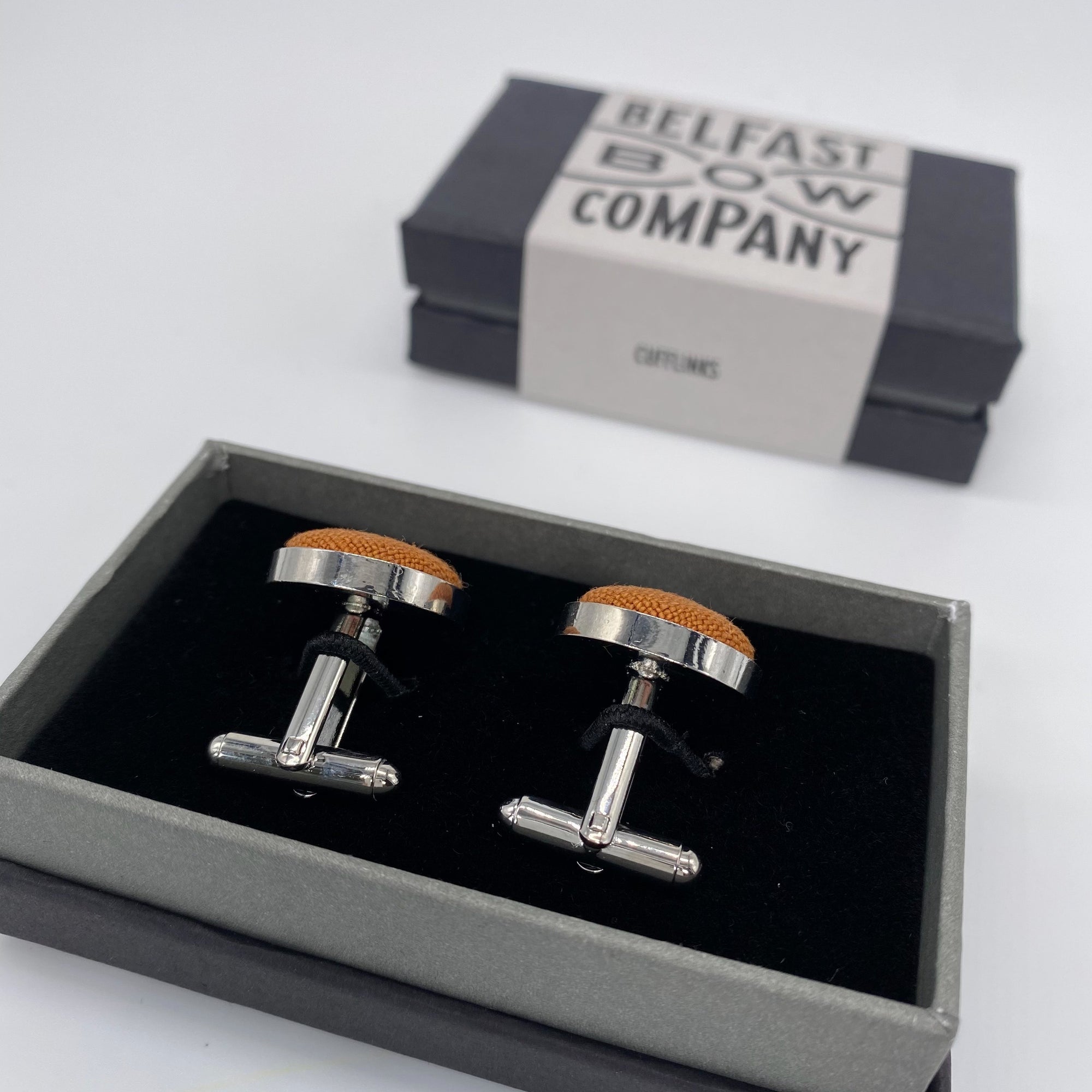 Burnt Orange Cufflinks in Irish Linen