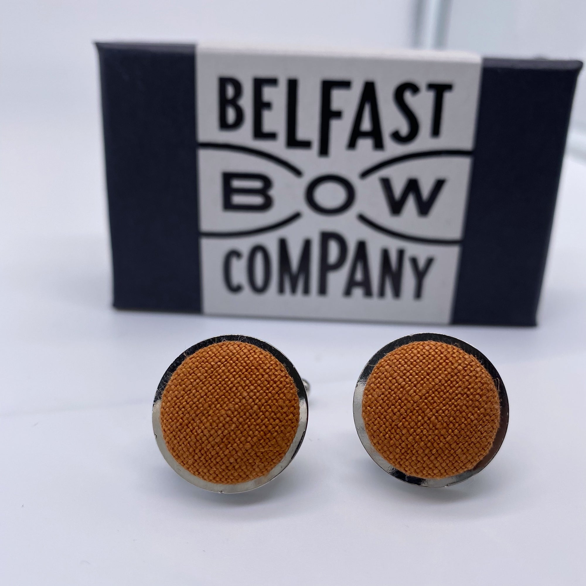 Irish Linen Cufflinks in Burnt Orange by the Belfast Bow Company