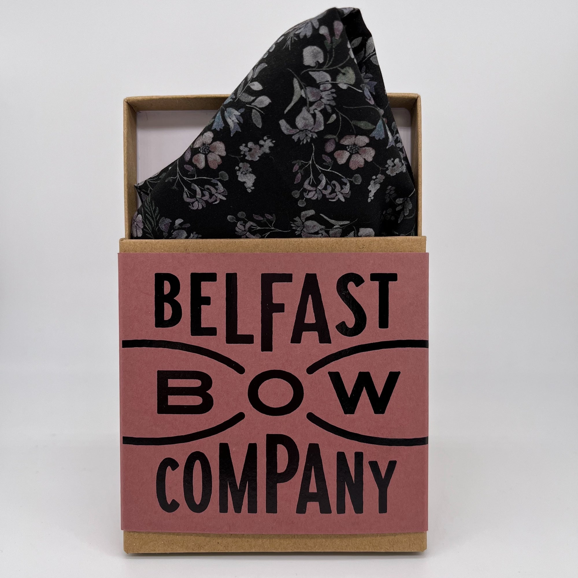Liberty of London Pocket Square in Black, Mauve & Grey Floral