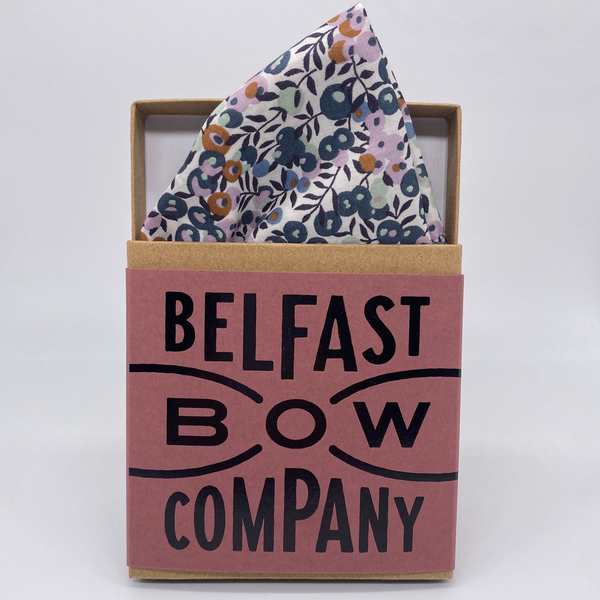 Liberty of London Pocket Square in Blue & Lilac Berries Belfast Bow