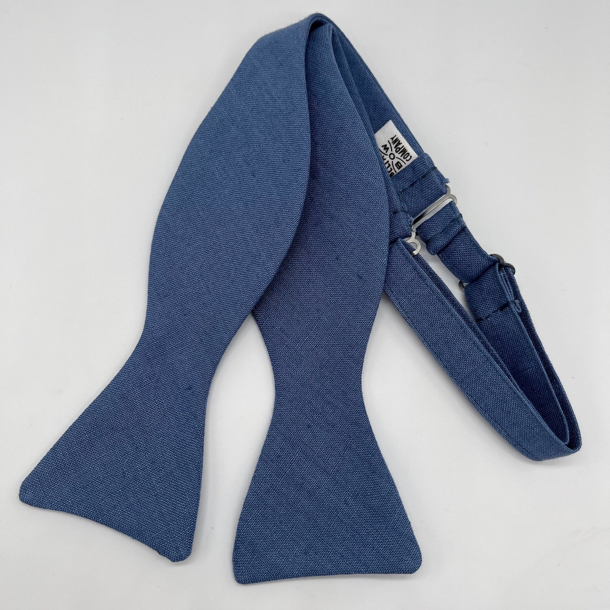 Self-Tie Bow Tie in Slate Blue Irish Linen by the Belfast Bow Company