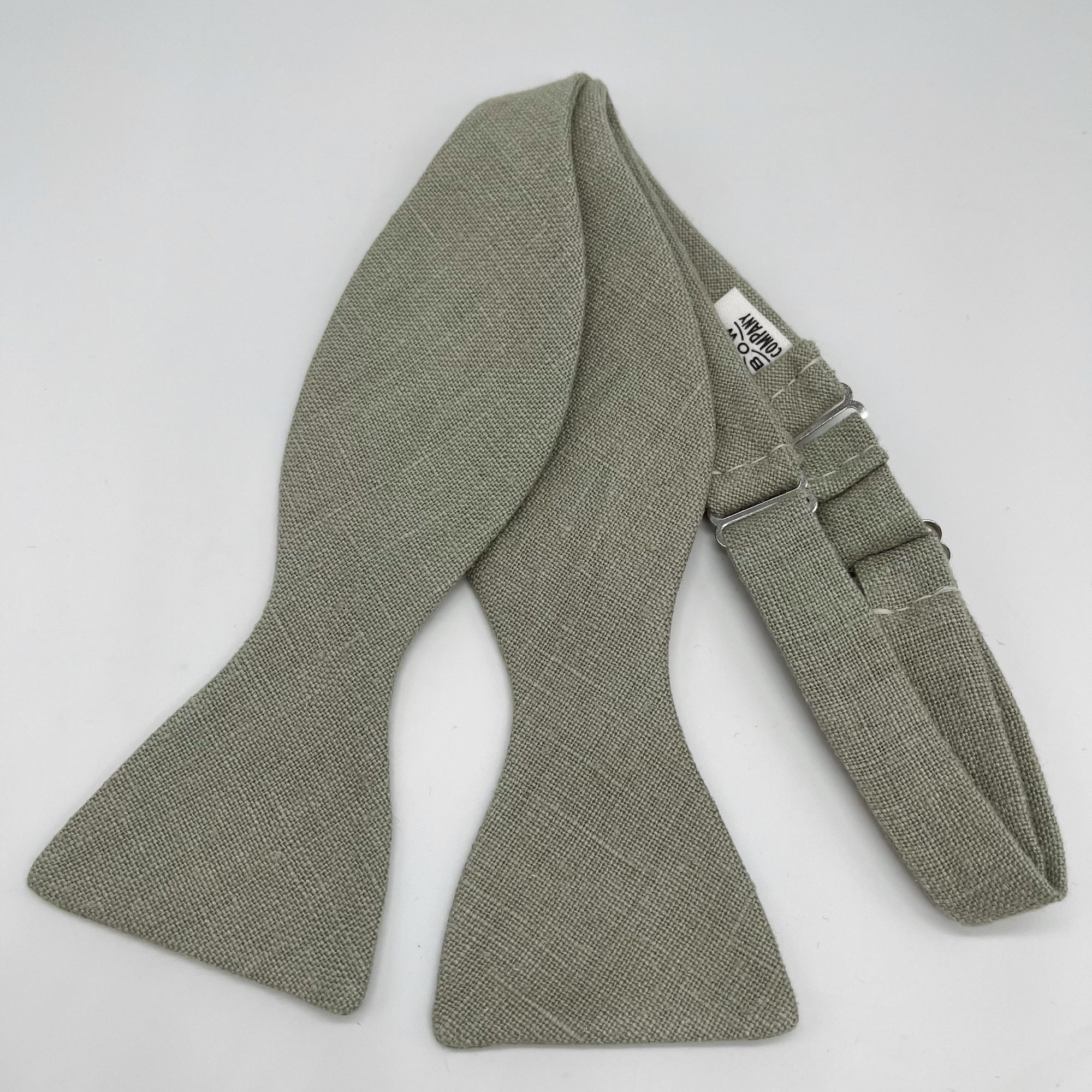 Self-Tie Bow Tie in Sage Green Irish Linen by the Belfast Bow Company