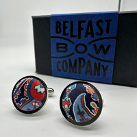 Liberty of London Silk Cufflinks in Navy Paisley by the Belfast Bow Company