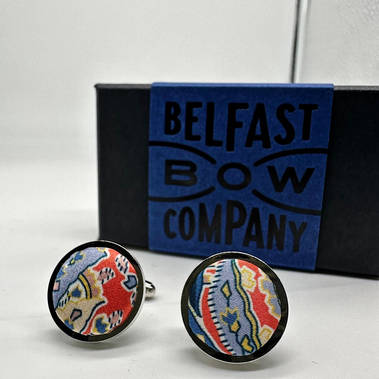 Liberty of London Silk Cufflinks in Red Paisley by the Belfast Bow Company