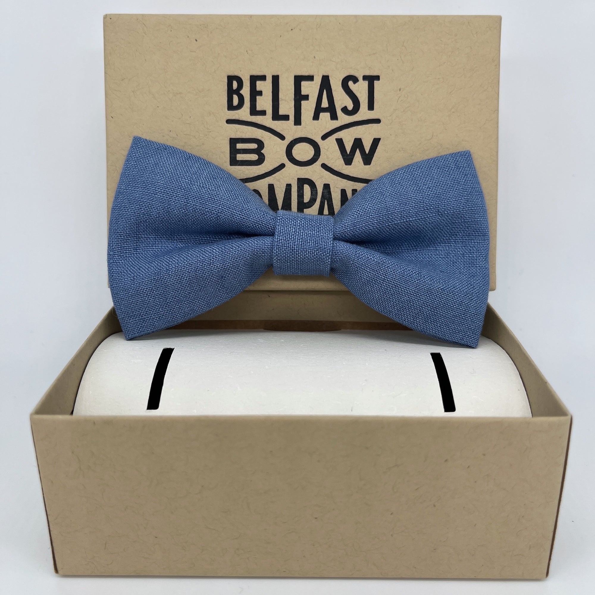 Irish Linen Bow Tie in Slate Blue by the Belfast Bow Company