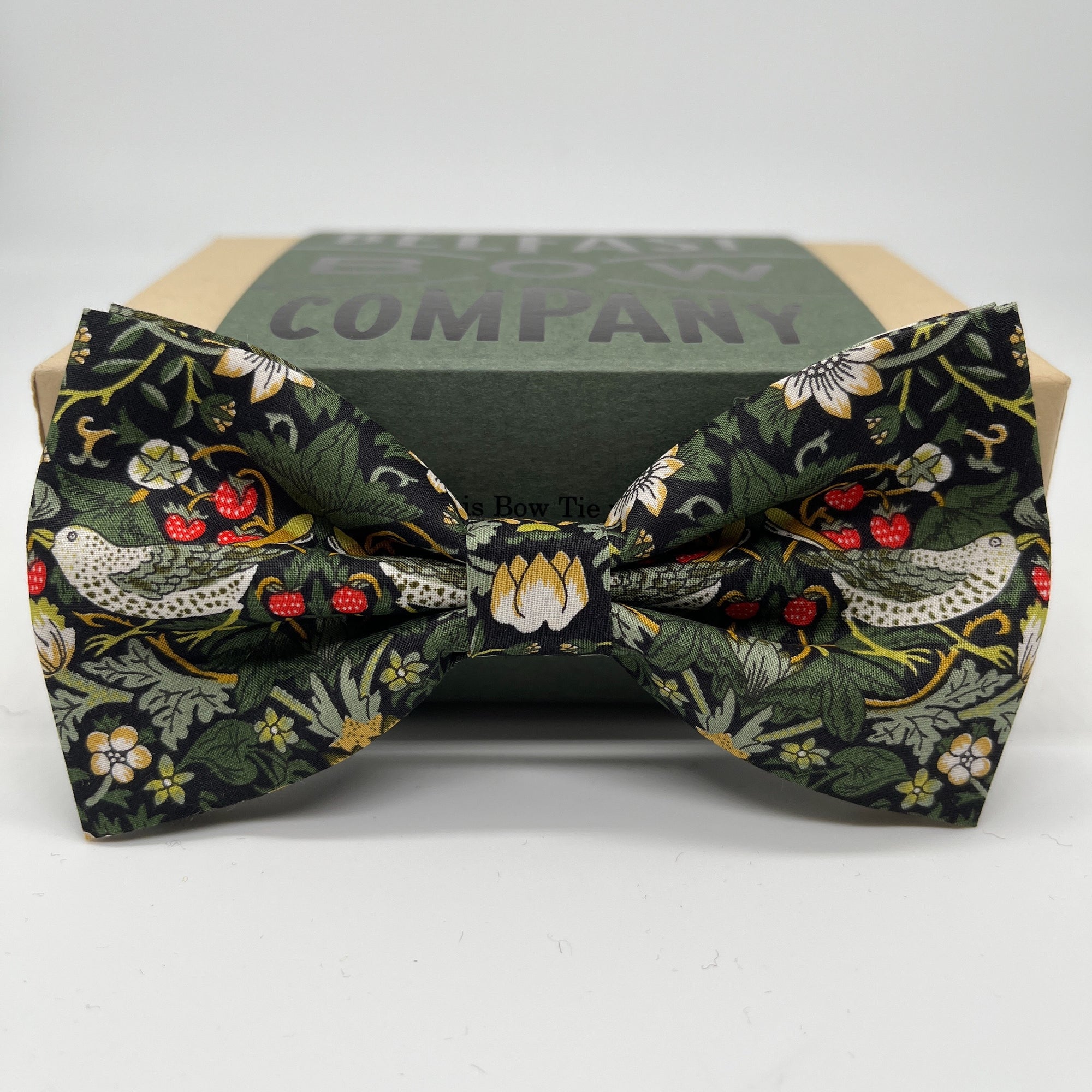 Liberty of London Bow Tie in Dark Green Strawberry Thief by the Belfast Bow Company