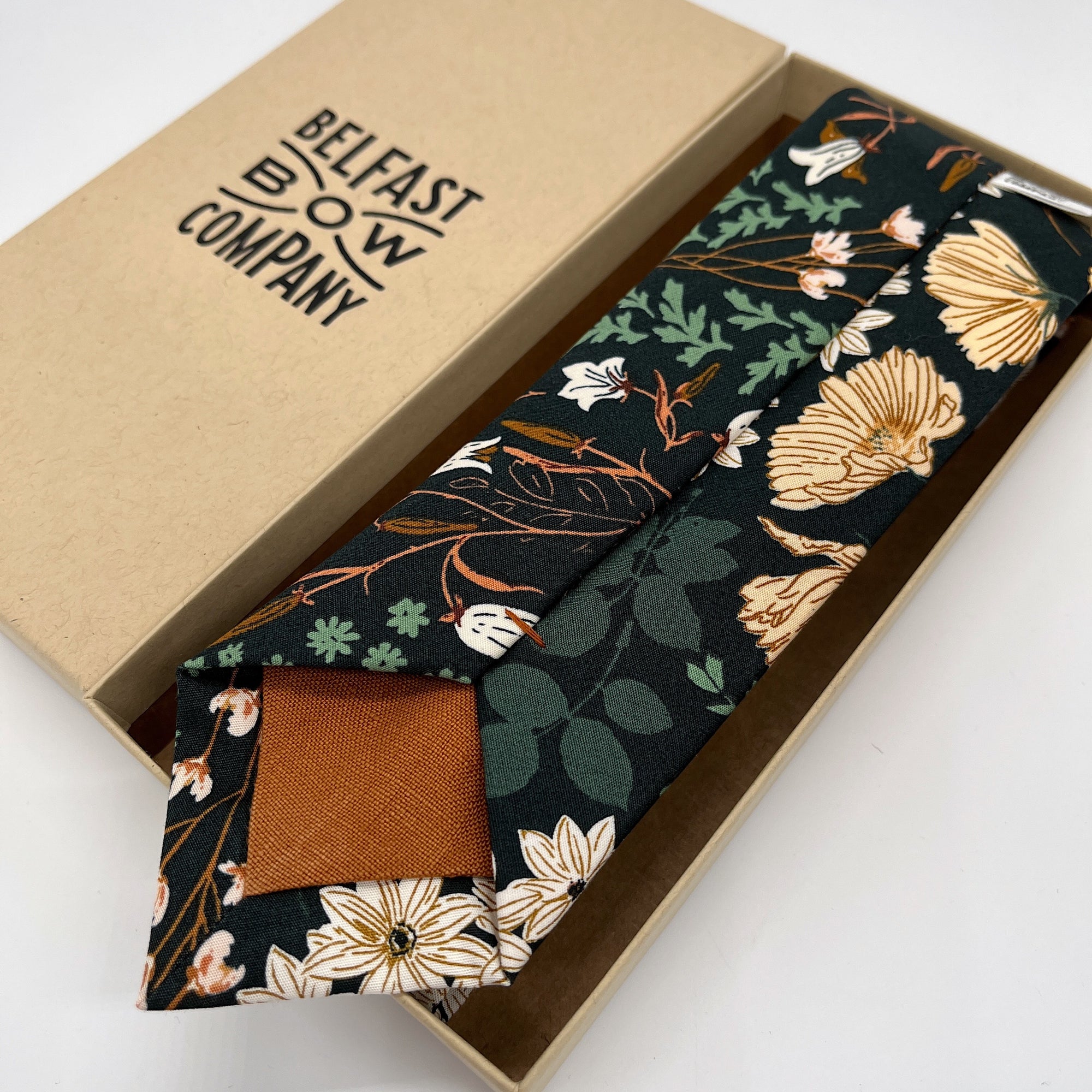 Boho Blooms Tie in Deep Green Autumn Garden